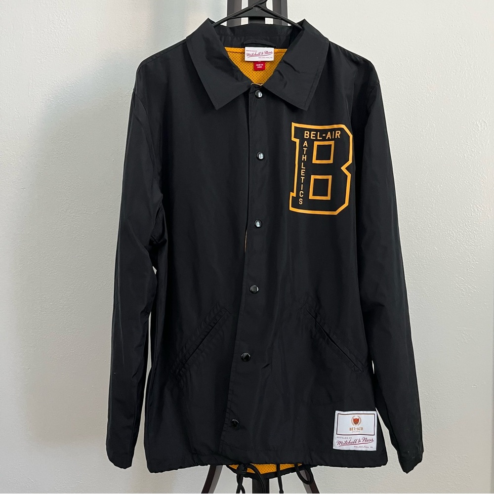 Men's Mitchell & Ness x Bel-Air Black Coaches Full-Snap Jacket